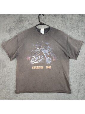 Vintage Y2K Sturgis Rally T-Shirt Mens XL Boxy Fit FADED '03 Eagle Lightning USA